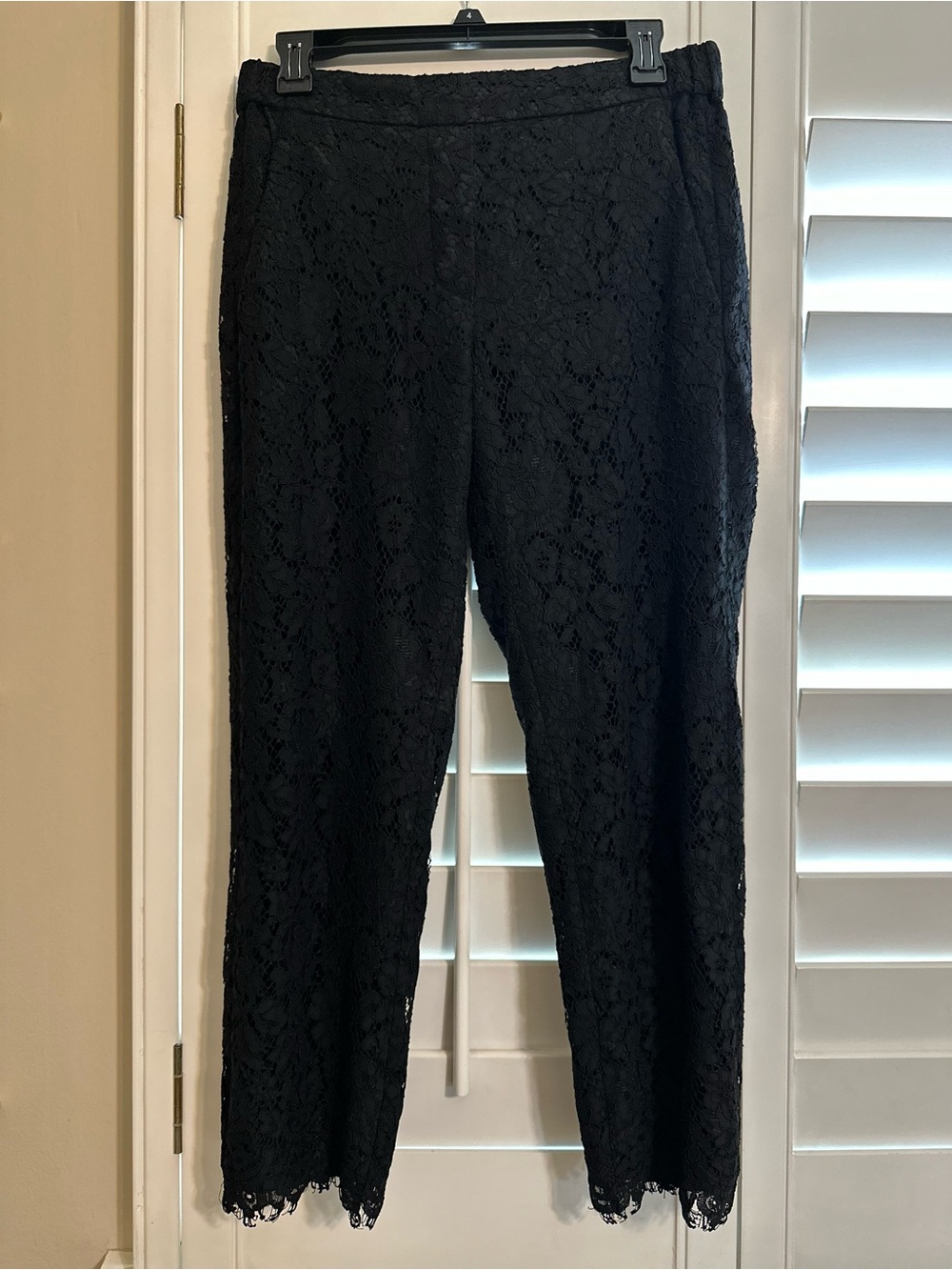 J. Crew Black Lace Straight-Leg Pants